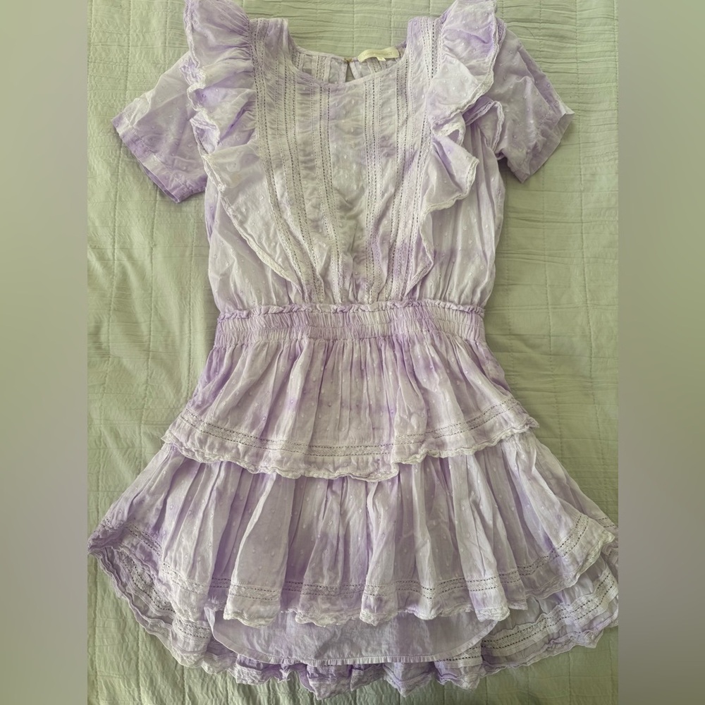 LoveShackFancy Lavender Ruffle Mini Dress